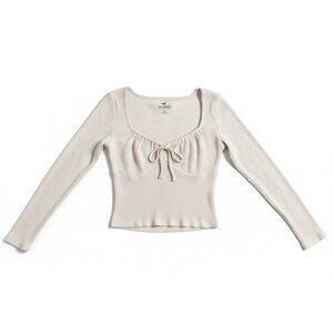 Hollister White Ribbed Tie-Bust Top S - Bella Swan Twilightcore